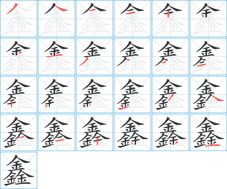 鑫的筆順?lè)植窖菔?>
					
                    <hr />
                    <h2>鑫的基本信息</h2>
                    <div   id=